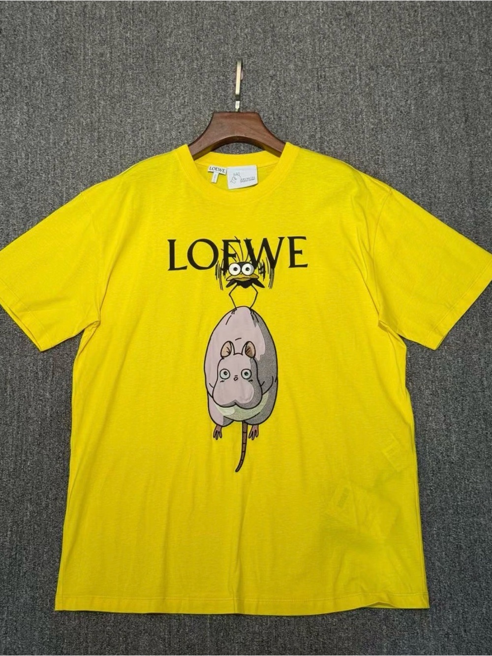 🚩steal Loewe Yellow Graphic T-Shirt with Cartoon Print